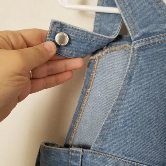 NWOT Calvin Klein Jean skirt overalls denim and checkered little girl 24M (B24) - Picture 3 of 5